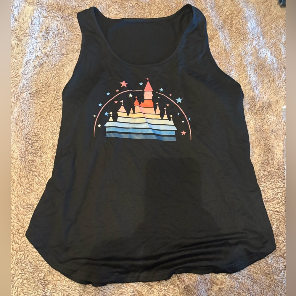Black Tank Top with Castle Graphic